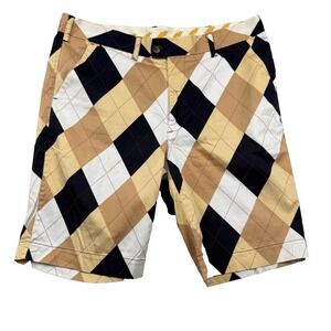 Loudmouth Heritage Golf Shorts Men's 38 Multicolor Cotton Stretch Argyle Print